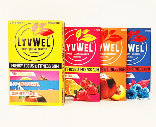 LyvWel Energy Gum (3 Pack) 160mg Caffeine + 100mg Taurine