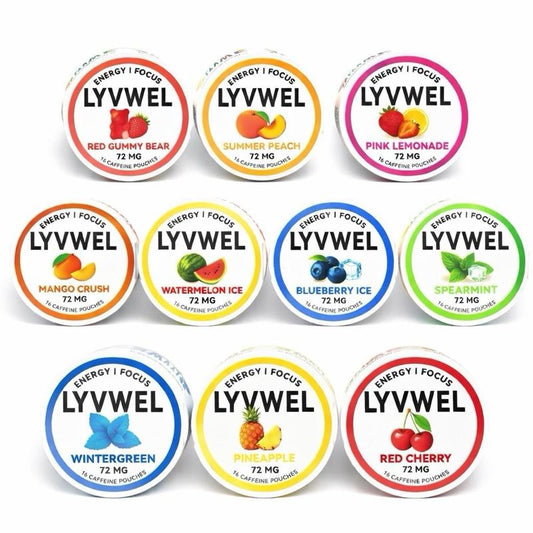 LyvWel 72mg Caffeine Pouches Variety Pack Flavor Samplers