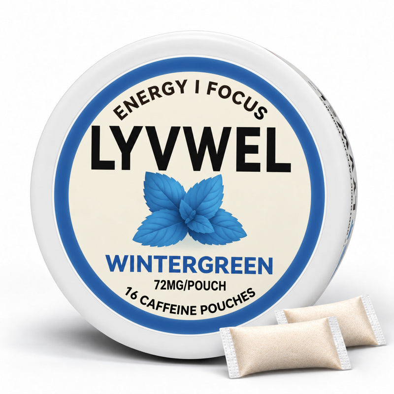 LyvWel 72mg Wintergreen caffeine pouch can
