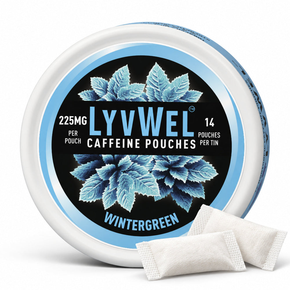 LyvWel Wintergreen 225mg, one can with two loose pouches shown