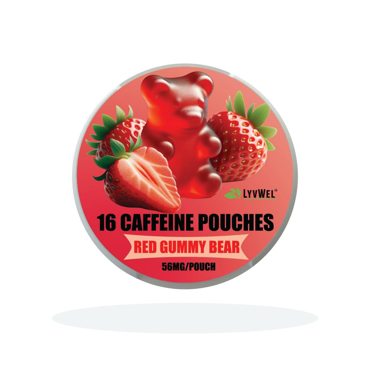 LyvWel 56mg caffeine pouches, Red Gummy Bear, 1 Pack
