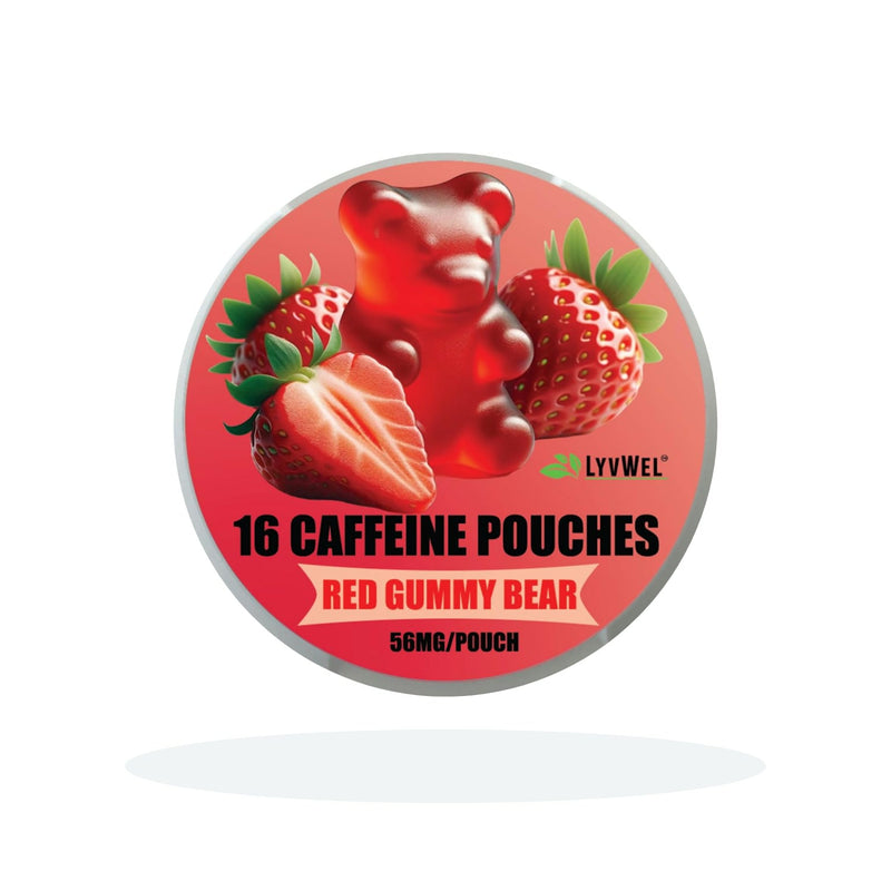 LyvWel 56mg Red Gummy Bear caffeine pouch can