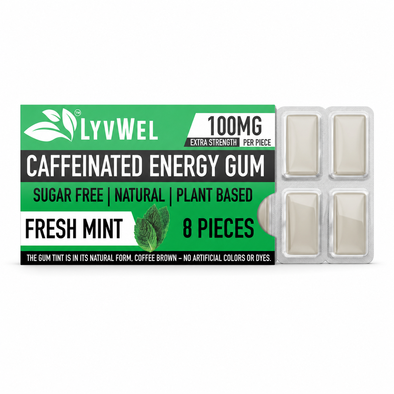 LyvWel Original Energy Gum | 100mg Caffeine Per Piece