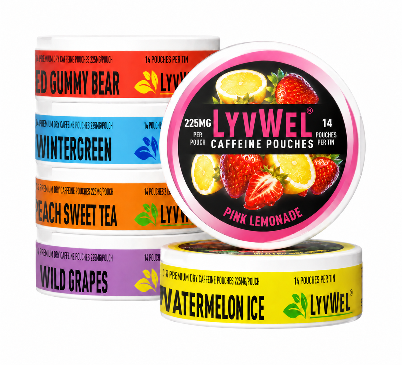 LyvWel 225mg Variety Pack, 6 cans with six flavors and 84 pouches