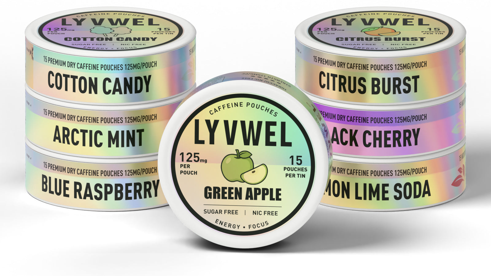 LyvWel 125mg variety pack, seven cans in seven flavors