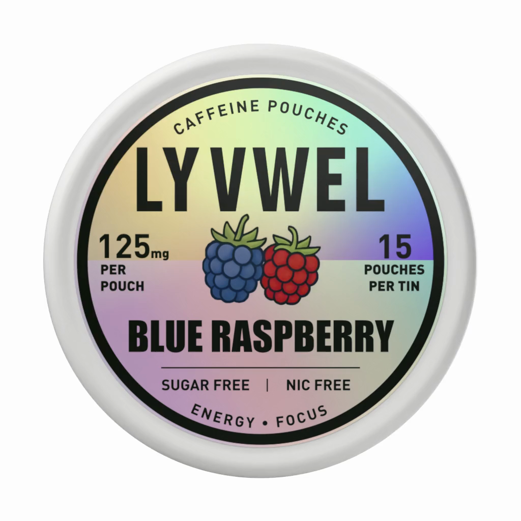 LyvWel Blue Raspberry 125mg caffeine pouch can