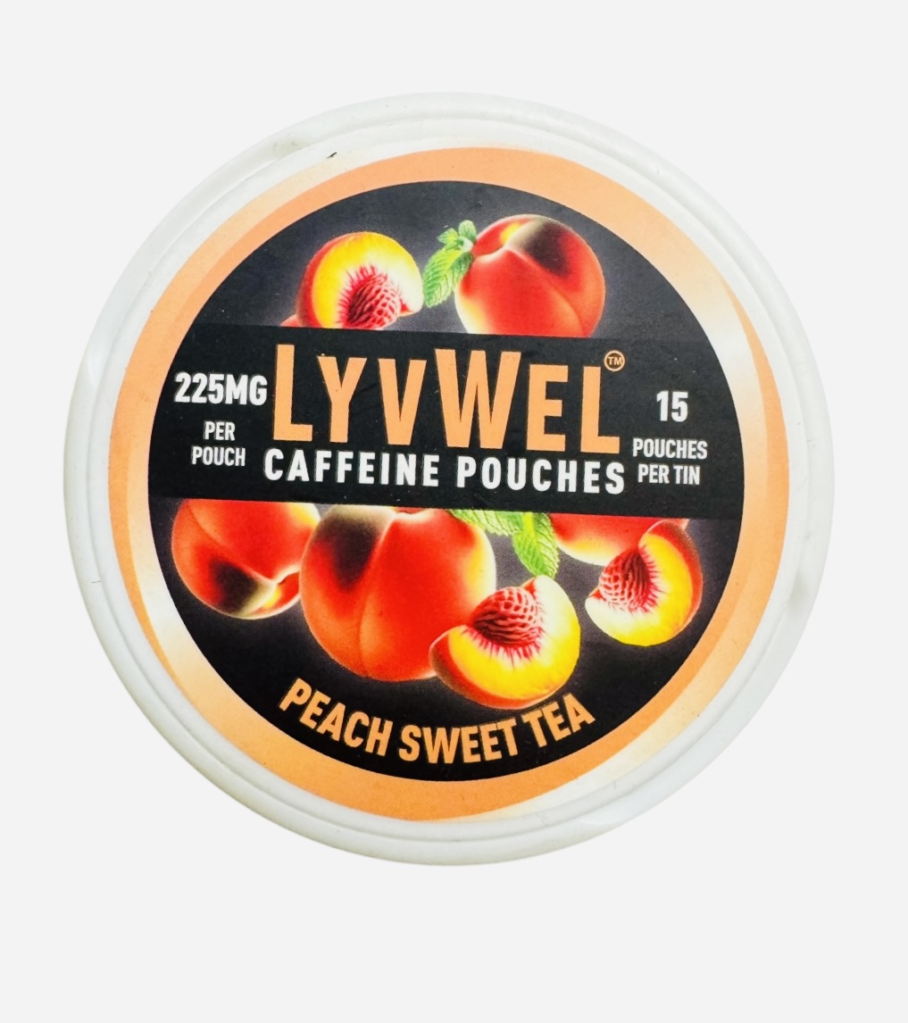 225mg – 1 Jar Peach Sweet Tea Energy Deckys 15 Caffeine Pouches